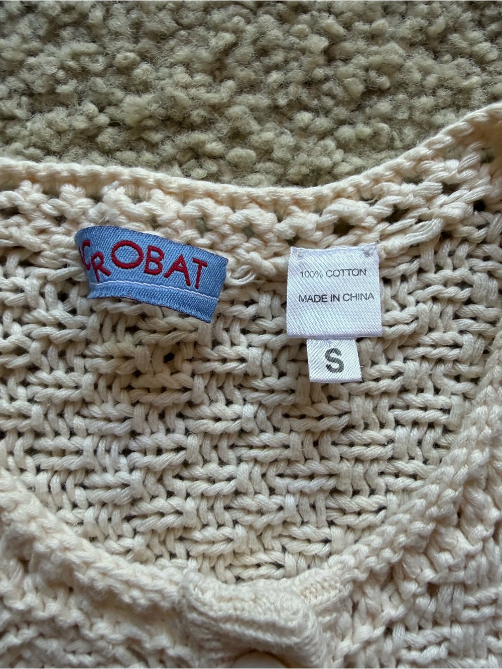 Acrobat Cream Openwork Knit Button-Front Top - Picture 3 of 6